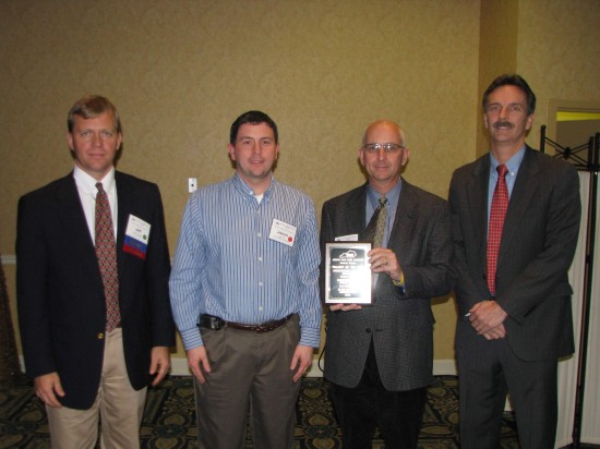 From Right: Steve Arnold (Qk4), Dirk Gowin (Louisville Metro), Jason Rice (Flynn Brothers), and Jeff Hackbart (APWA President)